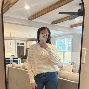 Anthropologie v-neck cream sweater